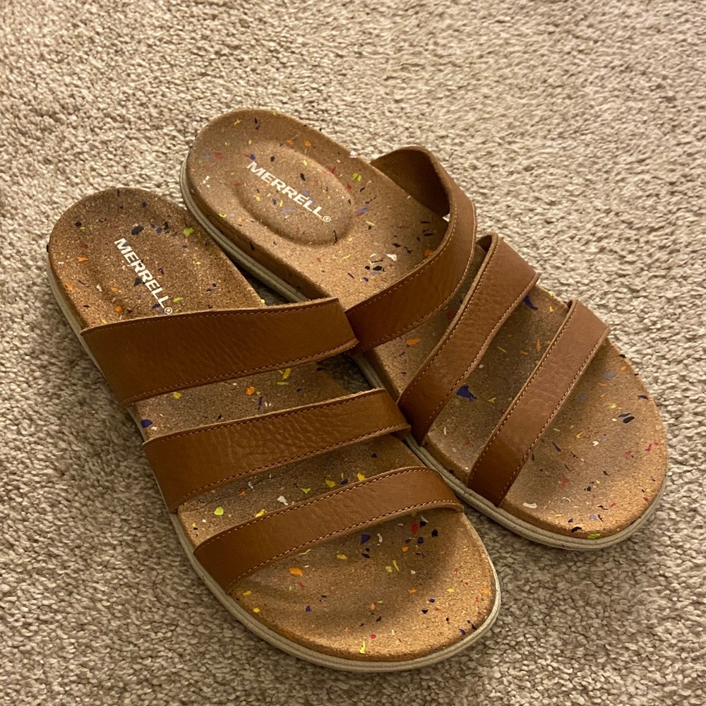 Merrell Kids Tan Sandals with Colorful Speckles
